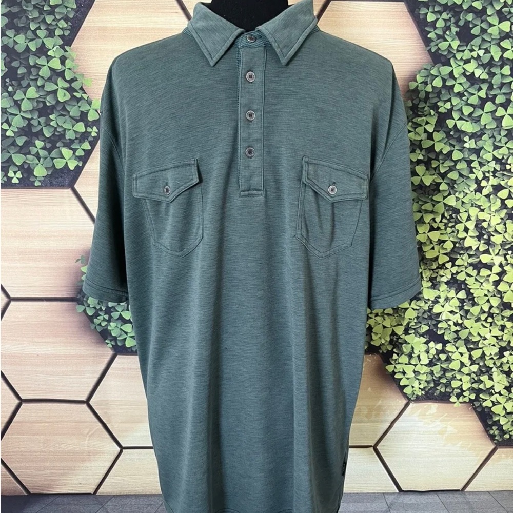 Mens Kuhl Gray Waffle Knit Chest Pocket Gray Polo Shirt Size XL